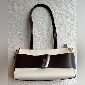 Pedro Brand Alyda Tote Cream and Brown Shoulder Bag with silver buckle